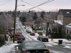 [North on 72nd. See Mt. St. Helens in the middle.]